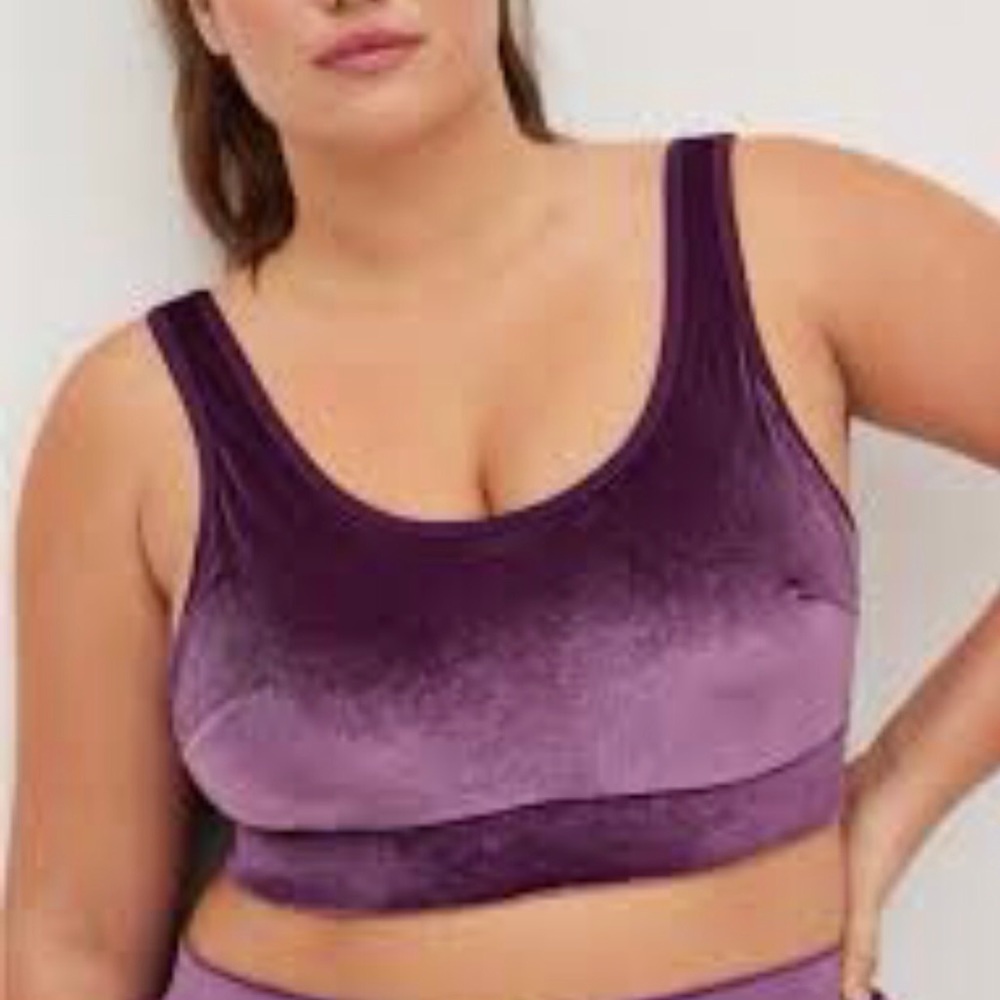 Torrid Curve Size 3X Lightly Lined Scoop Bralette Velvet Purple Padded